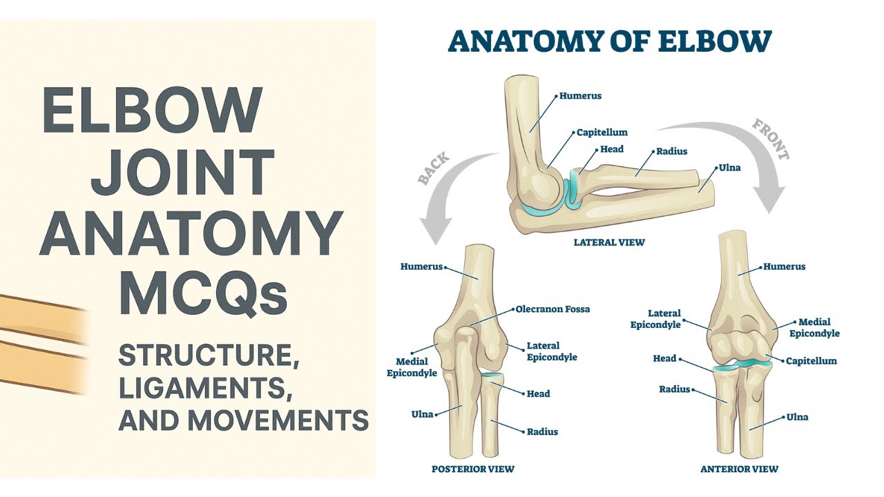 Elbow Joint Anatomy MCQs | High Yield Exam Review | Structure, Ligaments, and Movements 