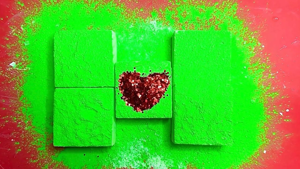 GRINCH CRUSH | FRESH BLOCKS x GREEN PIGMENT x GLITTER ASMR [OLD VIDEO EDITED]