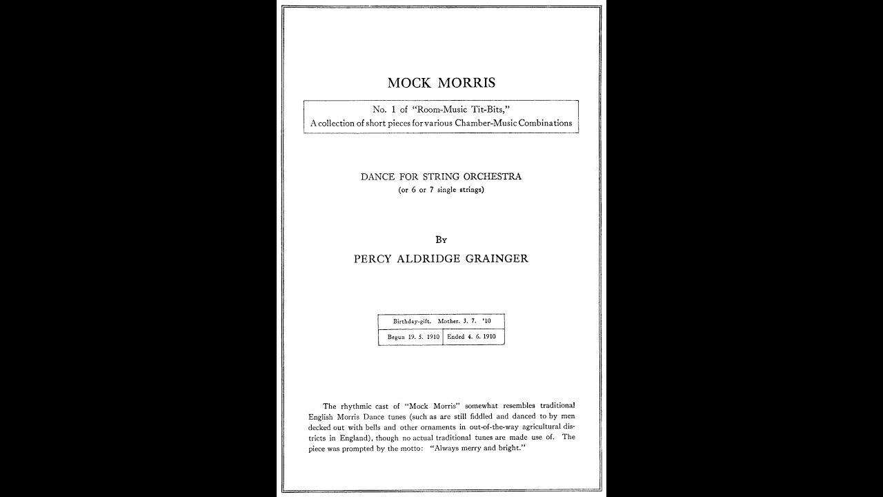 Percy Grainger - Mock Morris (String Orchestra Version) [Score]