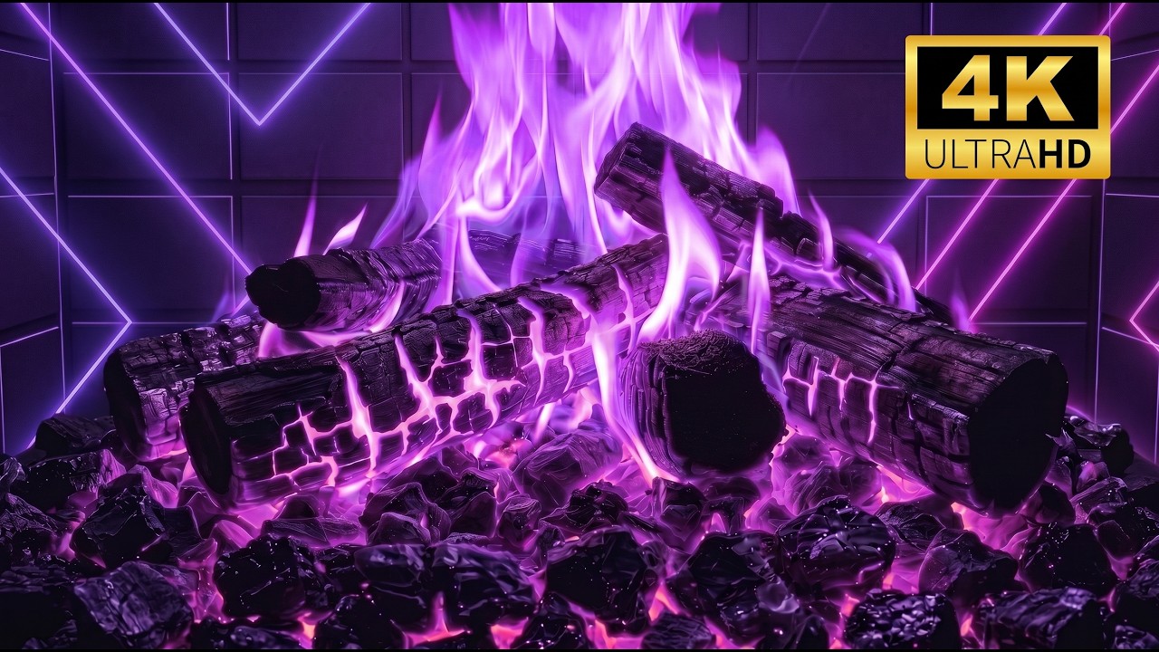 Lavender Fireplace LIVE 🔥 Crackling Fire Sounds for Deep Sleep & Relaxation | 4K