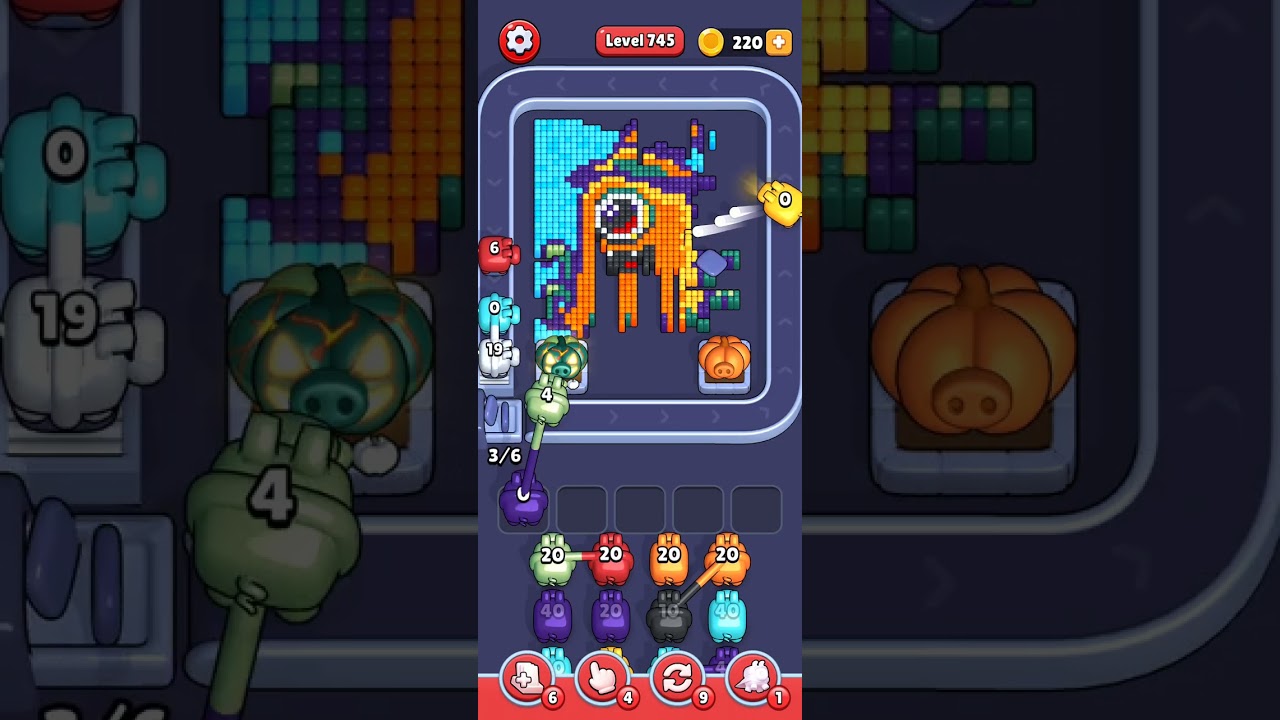 Pixel flow - Level 745 (very hard) - walkthrough with +📥 power up