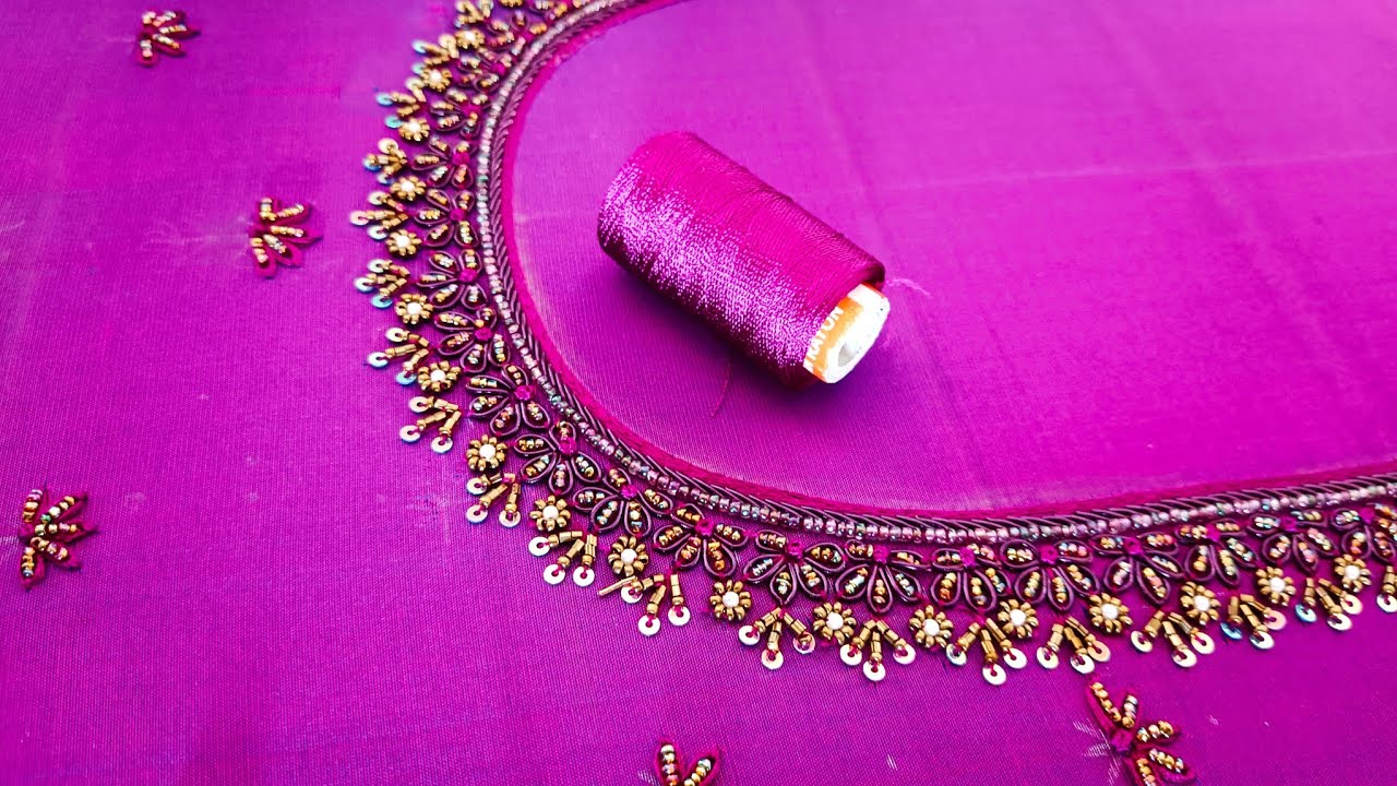 Unique trending aari blouse design very easy method / aari sleeve work 
