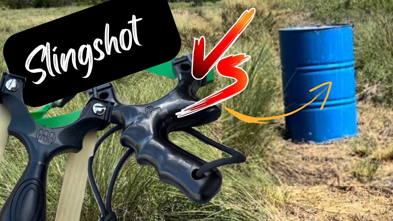 Slingshot Vs Steel Barrel (Power test/two setups) 😁