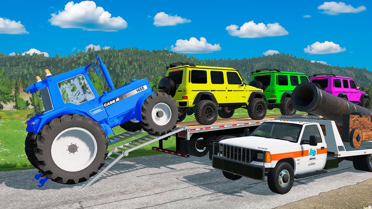 Flatbed Truck Mcqueen | Transportation with Truck - Pothole vs Car #10- BeamNG.Drive