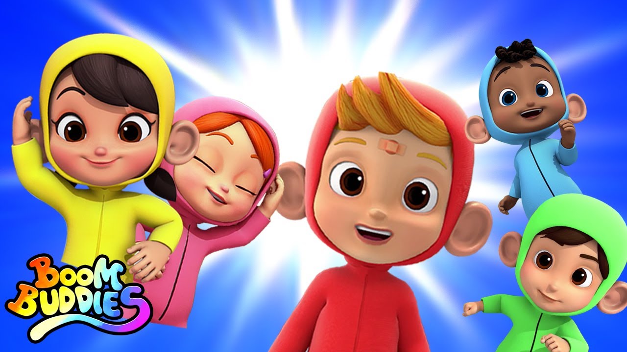 Lima monyet kecil | Belajar menghitung angka | Boom Buddies Indonesia | Video prasekolah
