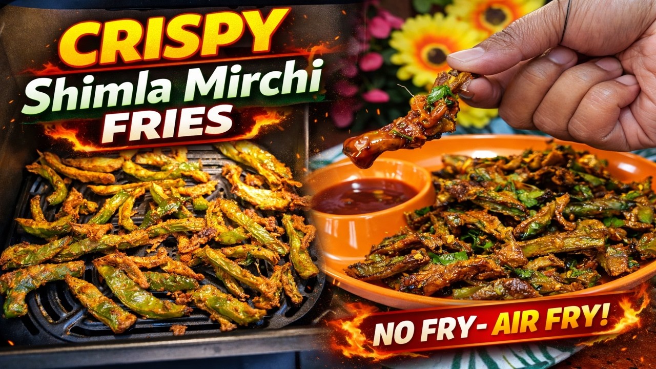 👉 Airfryer Shimla Mirchi Fries 🤯 | No Fry Crispy Capsicum | 15 Min Viral Snack | Chai Special