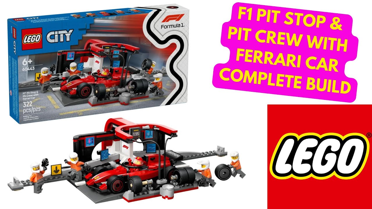 LEGO City F1 Pit Stop & Pit Crew with Ferrari Car Real Time Build. Let's Go Back on Track. Set 60443