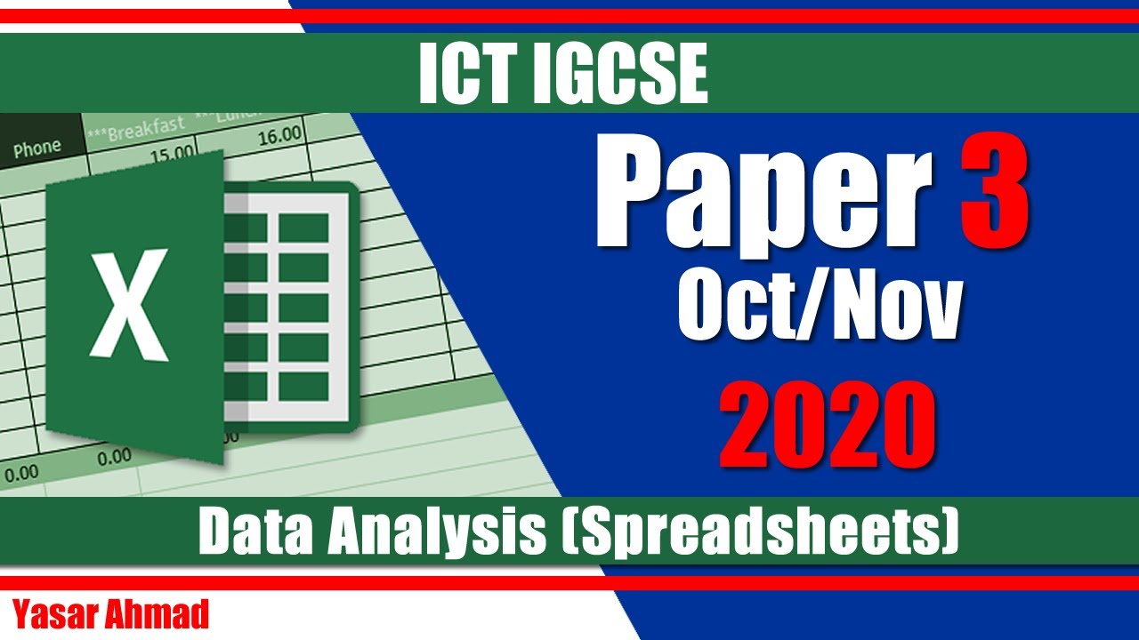16 ICT IGCSE Paper 3 2020 Spreadsheets Oct Nov