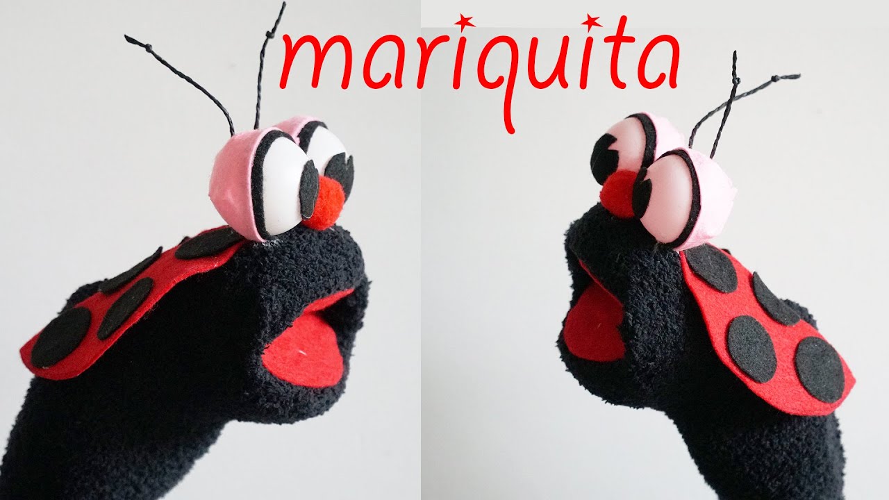 Títere de Mariquita con calcetín / Vaquita San Antonio
