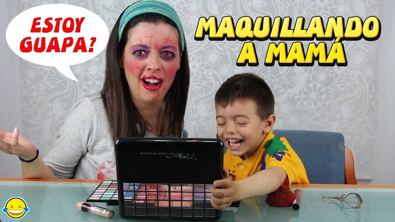 MAKE UP CHALLENGE! RETO MAQUILLANDO A MAMÁ!! Enseño a mi hijo a maquillar.