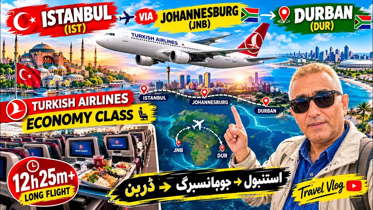 ✈️ Istanbul 🇹🇷 to Durban 🇿🇦 via Johannesburg | Turkish Airlines Economy Class | 12h 25m+ Long Flight