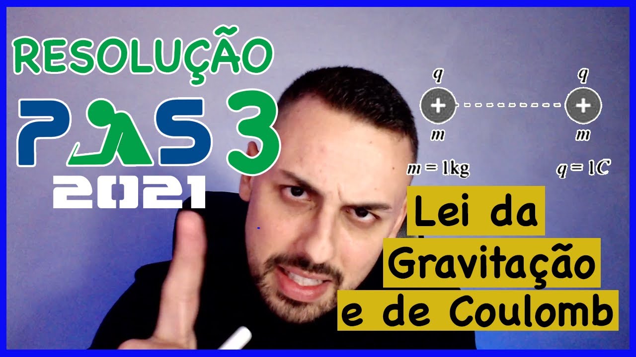 Resolução do PAS 3 UnB 2021 - Gravitação: Lei da Gravitação Universal e Lei de Coulomb