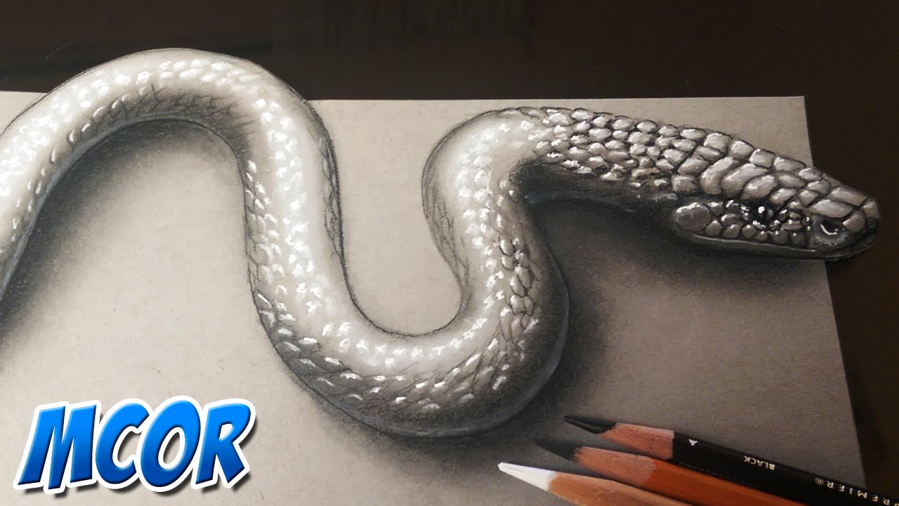 Como Dibujar una Serpiente 3D Realista