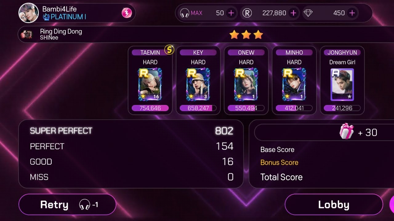 [SuperStar SMTOWN] SHINee - Ring Ding Dong (Hard Mode With 3 Stars) [Handcam]