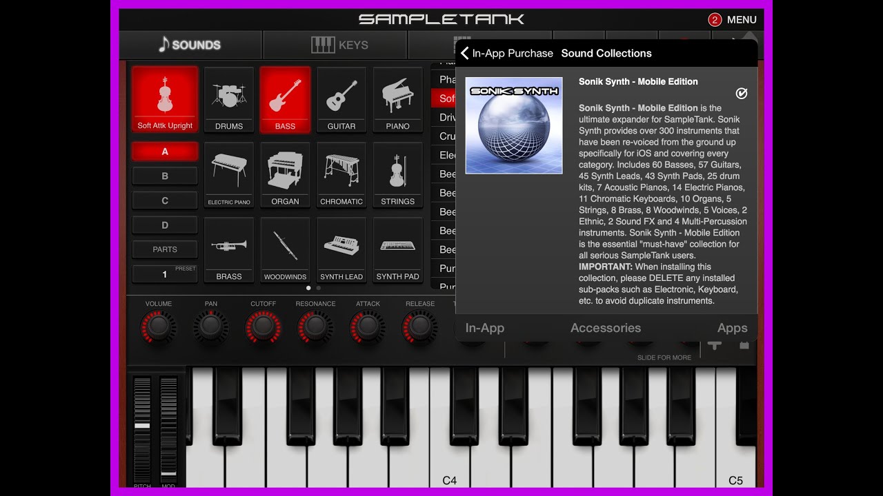 SampleTank for iPad  Sonik Synth Special, Oustanding Sound Pack