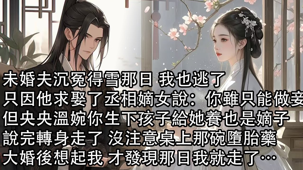 【一口氣看完】未婚夫沉冤得雪那日 我也逃了，只因他求娶了丞相嫡女說：你雖只能做妾，但央央溫婉你生下孩子給她養也是嫡子，說完轉身走了 沒注意桌上那碗墮胎藥，大婚後想起我 才發現那日我就走了…