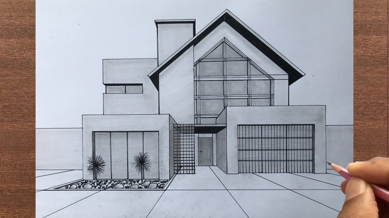 How to Draw a House in 1 Point Perspective