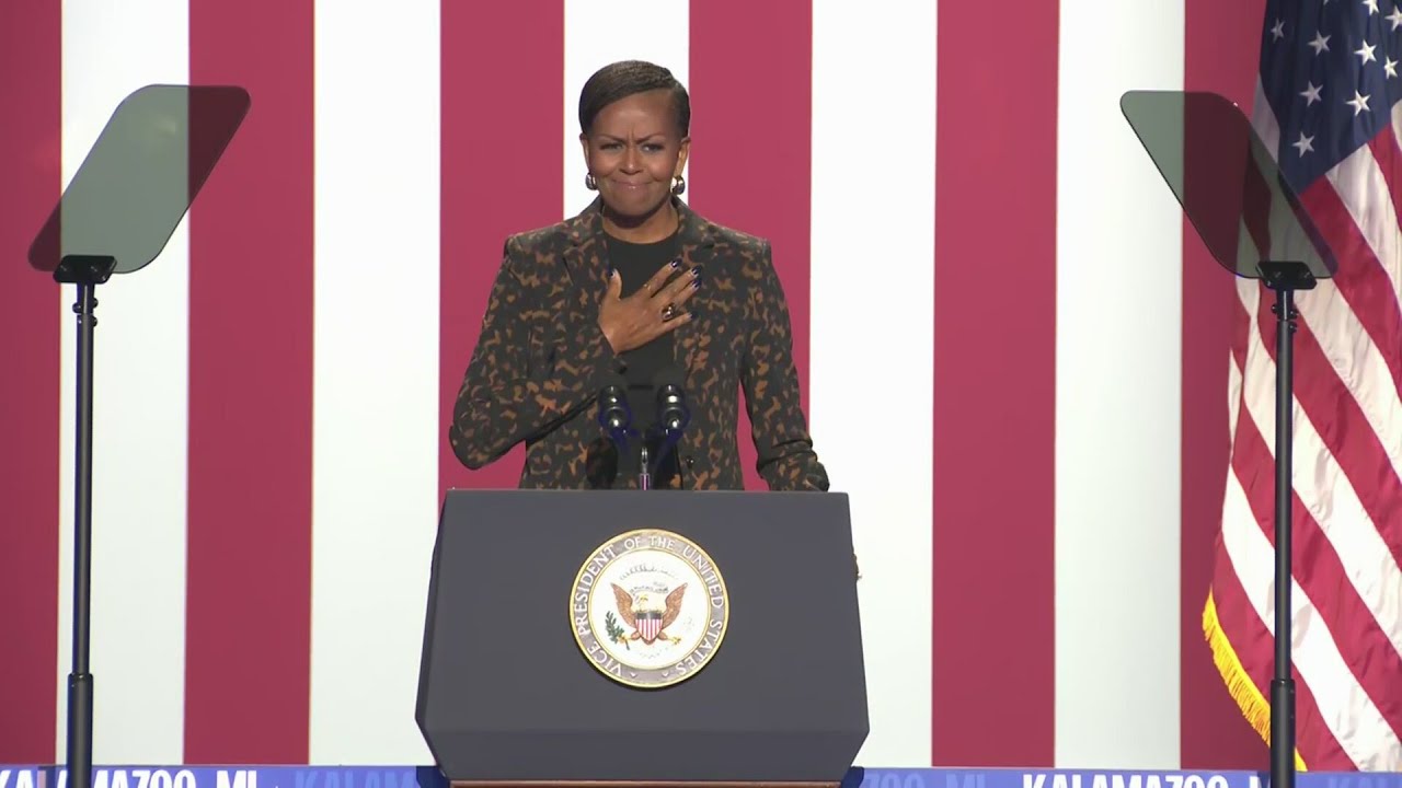 Michelle Obama delivers remarks in Kalamazoo