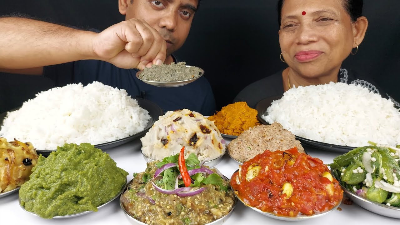 Healthy Oil Free Bharta  , Indian Bengali Food Eating Show Mukbang