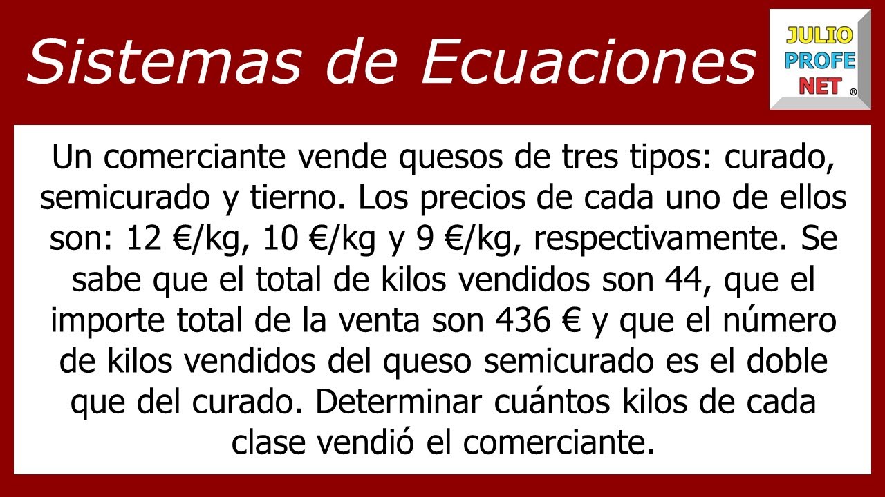 Sistema de ecuaciones lineales 3×3 | Problema 3 #julioprofe