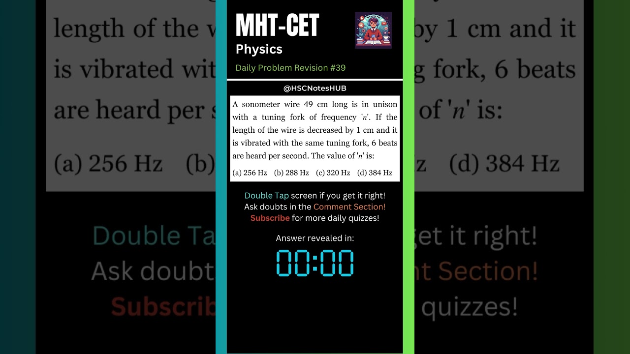 CET Daily Question Practice #39 - Physics | HSC Notes HUB | #12th #physics #mhtcet #hsc #mcq #pyq