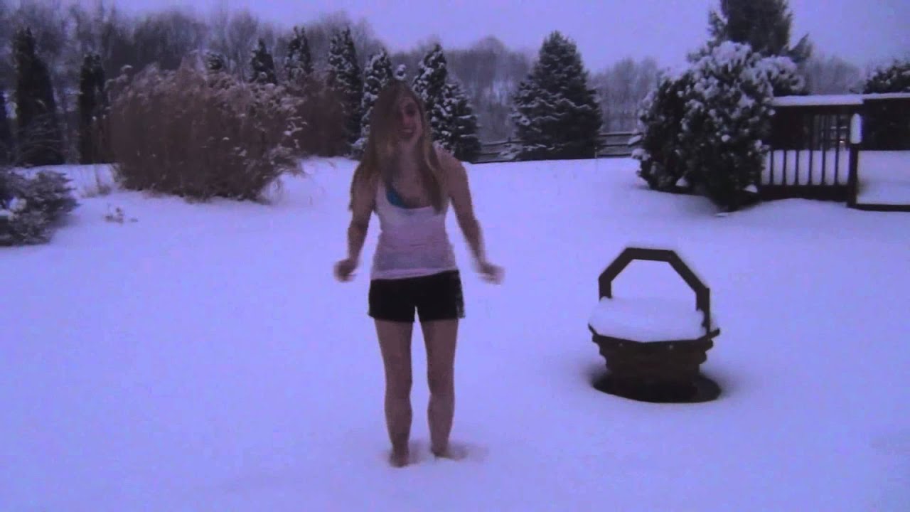 Jumping in the Snow with Bathing Suit!!!