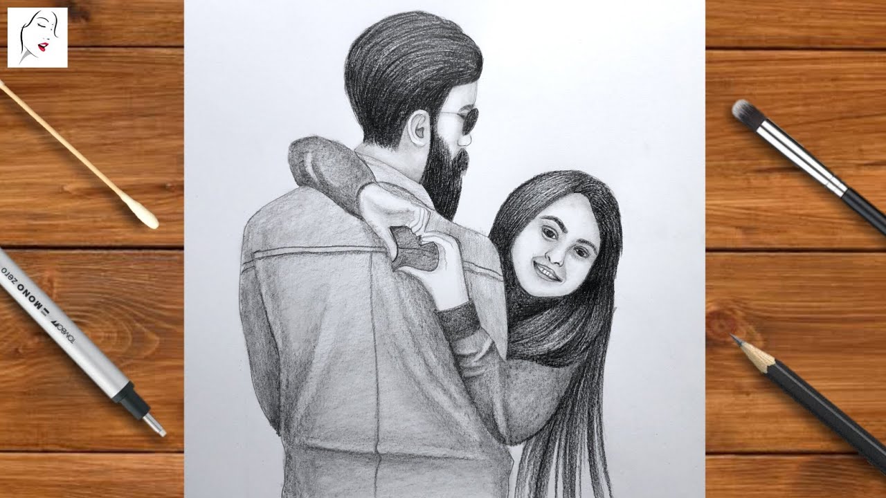 How to draw a Couple Drawing - Step by Step | Pencil Sketch | Romantic Couple Drawing | Crazy Sketch