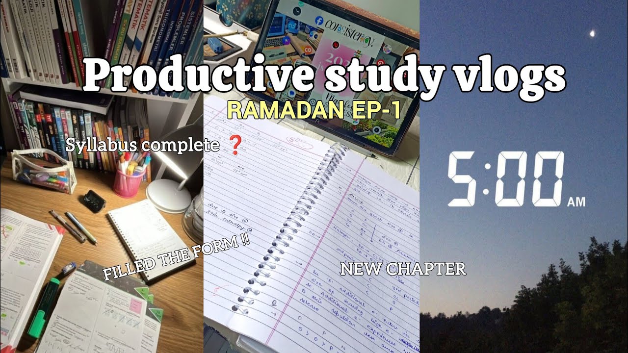 Productive study Vlog 📚| 5AM Study Vlog, Motivational Video | Ramadan Diaries🌙#neet #upsc #study 