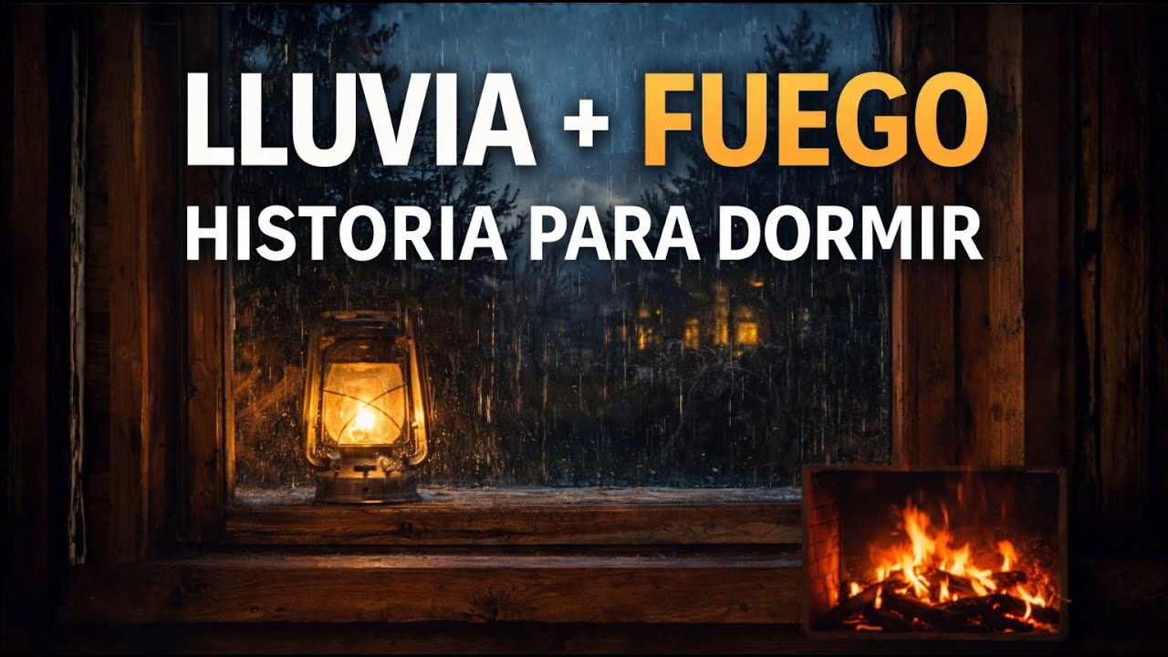 Historia para dormir: Cabaña con lluvia y fuego | 17 min (Pantalla oscura)