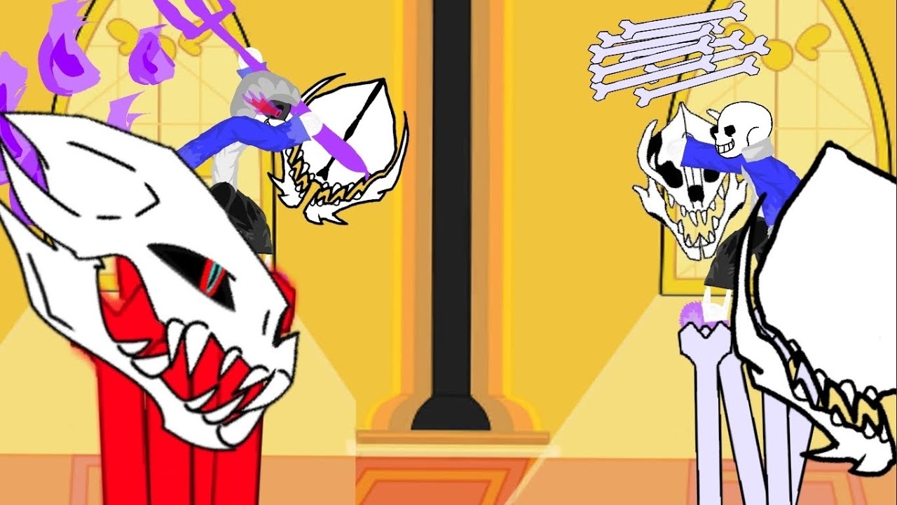 DUSTTALE SANS AND PACIFIST RUN SANS FIGHT ANIMATION (REMIX)