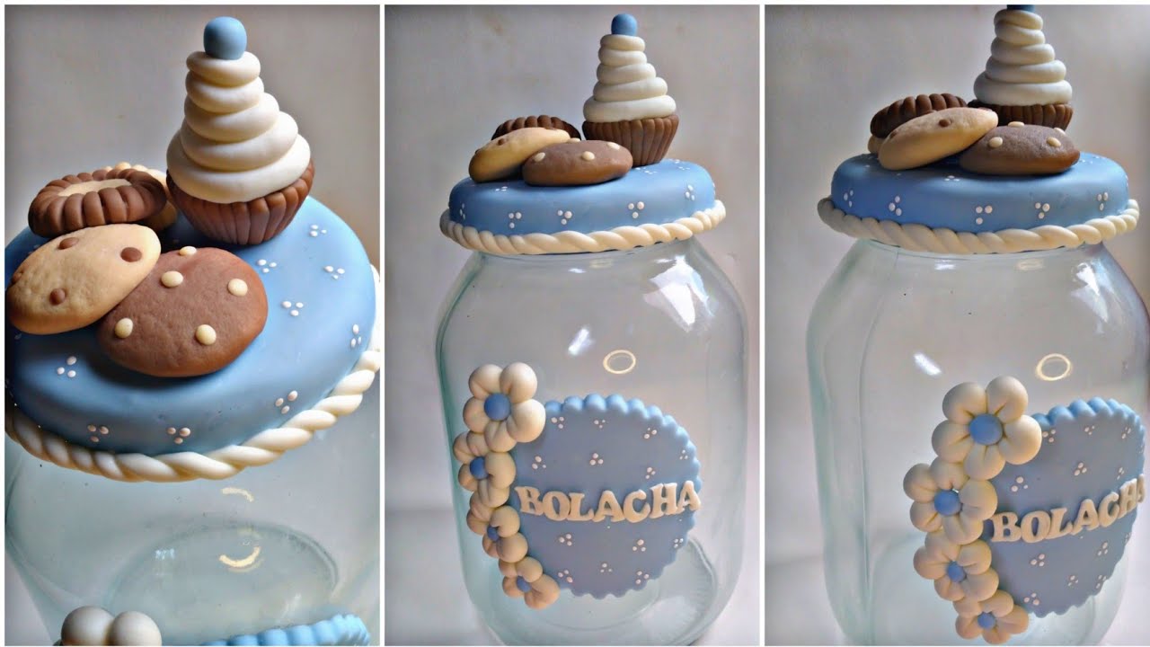 Vidro Decorado com Biscuit | passo a passo completo | Vidro para bolacha | faça e venda bastante