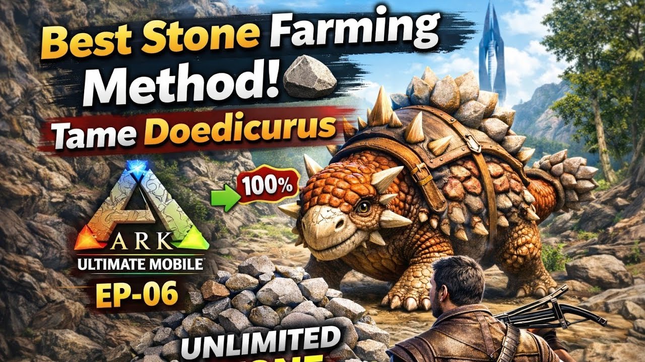 Best Stone Farming Method! 🪨 Doedicurus Tame | ARK Ultimate Mobile