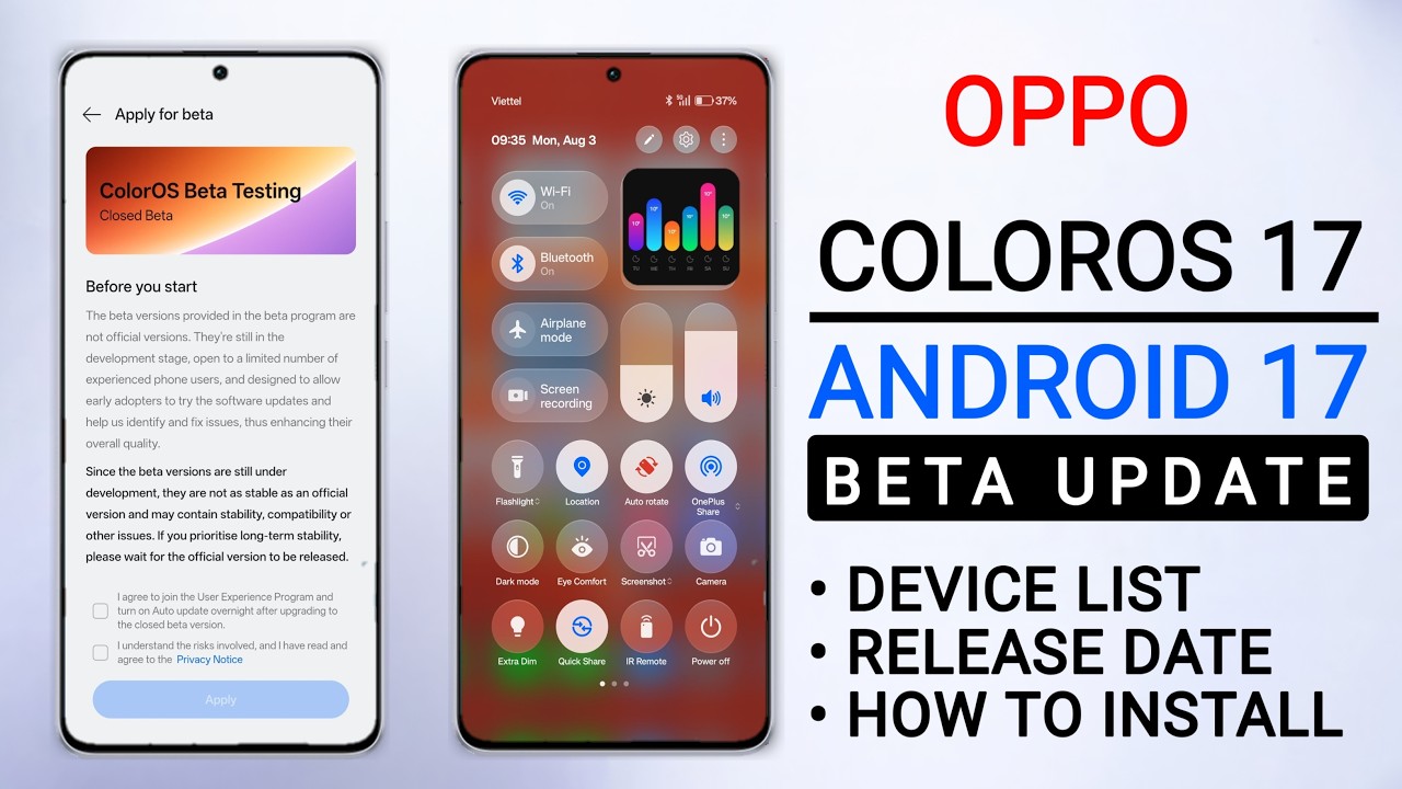 Oppo ColorOS 17 Beta Update Live 🤩 How to Install Android 17 | Device List & Release Date