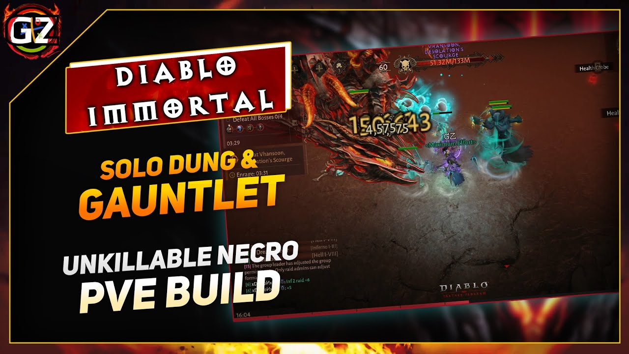 Solo Dungeon & Gauntlet | Unkillable Necro - PVE Build | Diablo Immortal