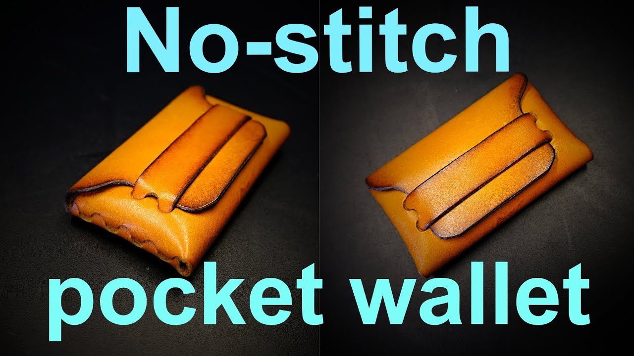 No-stitch Horizontal pocket wallet - leather pattern and tutorial, designed by Woolenpaw.
