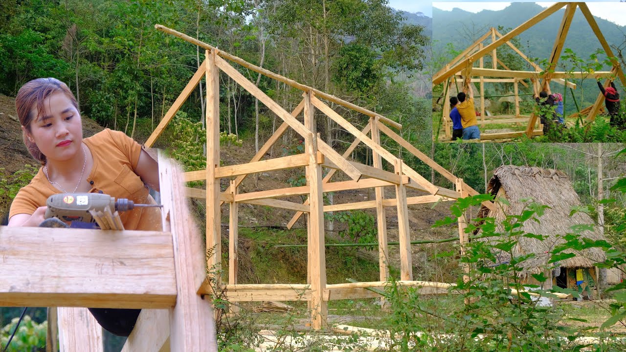pham' Asian girls have built a beautiful and spacious new wooden house