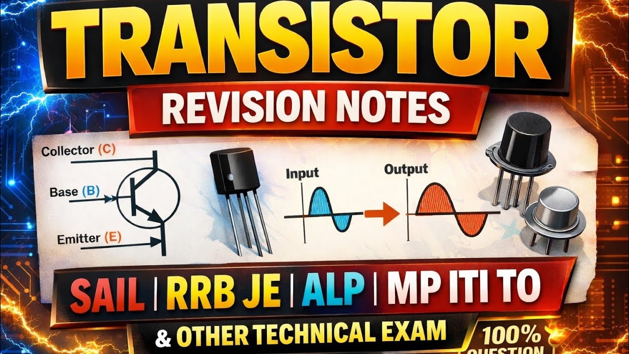 Transistor One Shot Revision | SAIL, RRB JE, ALP, MP ITI TO | 100% Important Questions #rrbje #mpiti