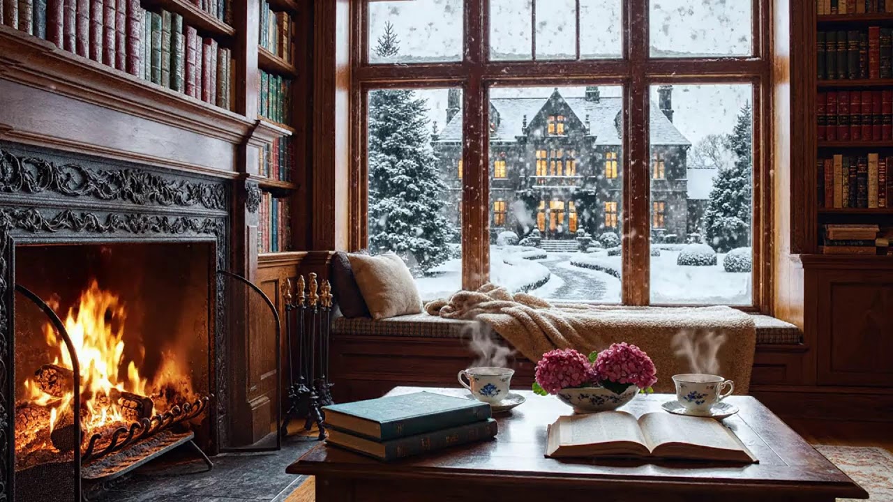 You’ll Stay Longer ❄️ Cozy Winter Piano Jazz LIVE with Fireplace Coffee Shop Ambience
