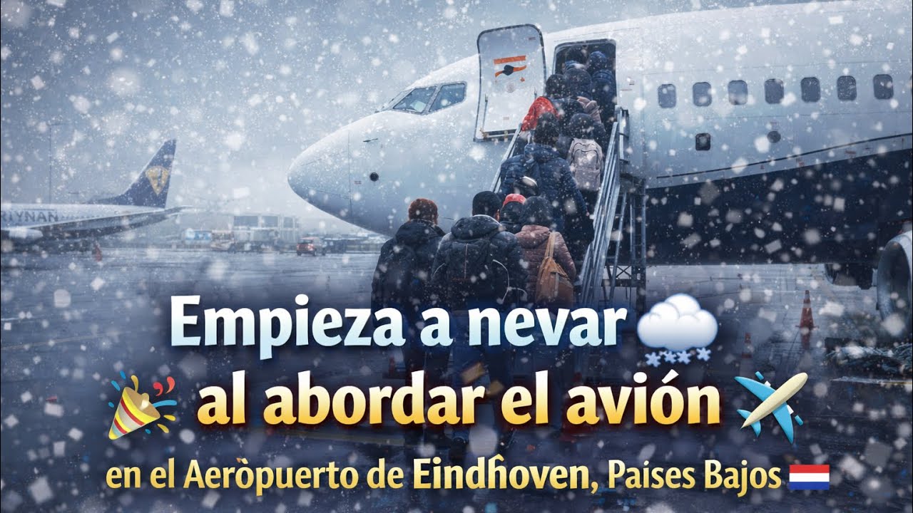 Empieza a nevar 🌨️ al abordar el avión ✈️ en el Aeropuerto de Eindhoven, Países Bajos 🇳🇱 
