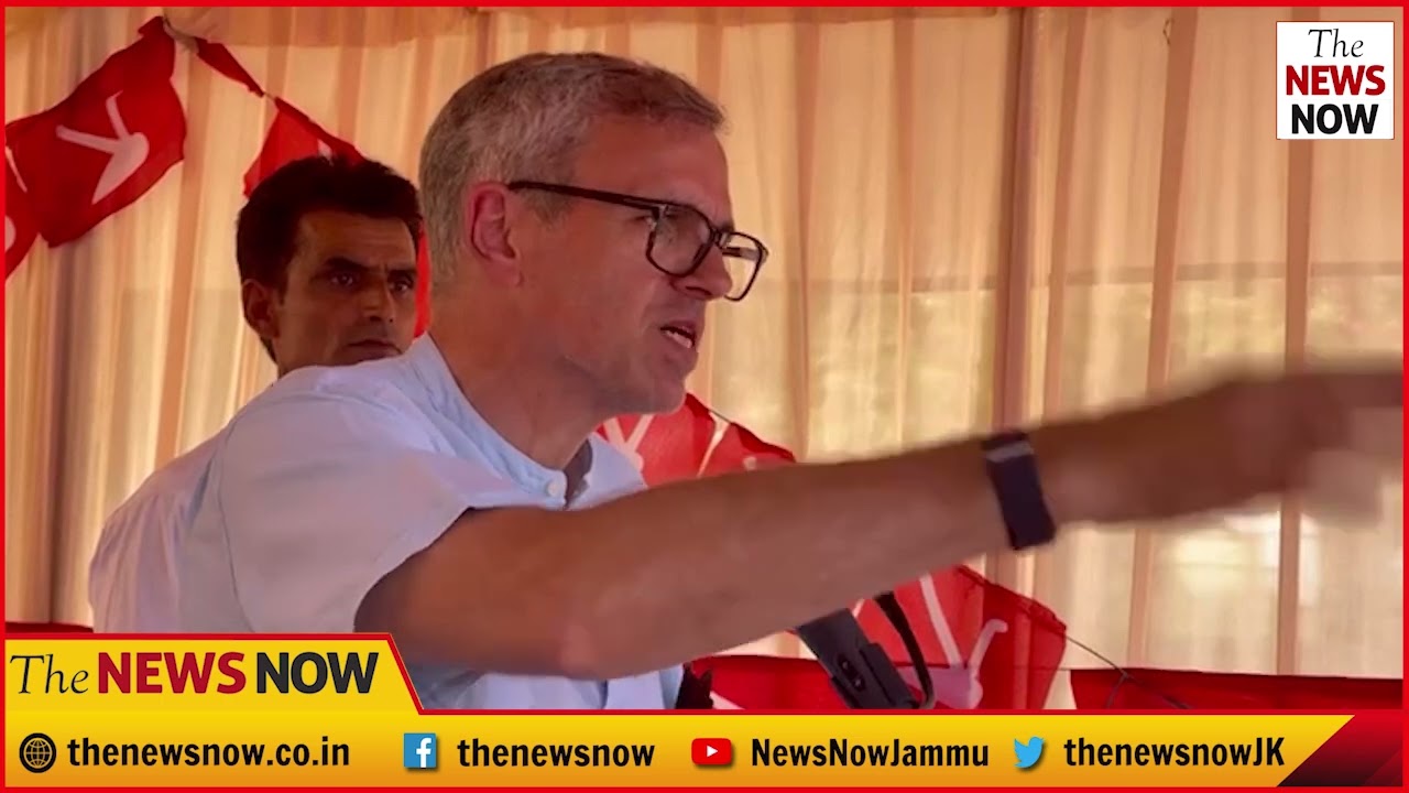 Omar Abdullah addresses gathering in Sopore
