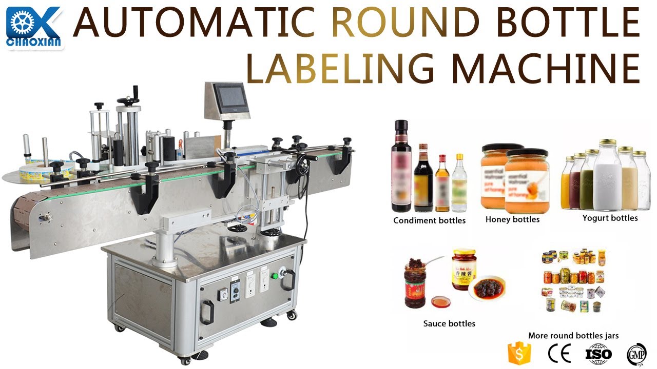 Automatic round bottle labeling machine, self-adhesive sticker bottle labeler with code printer