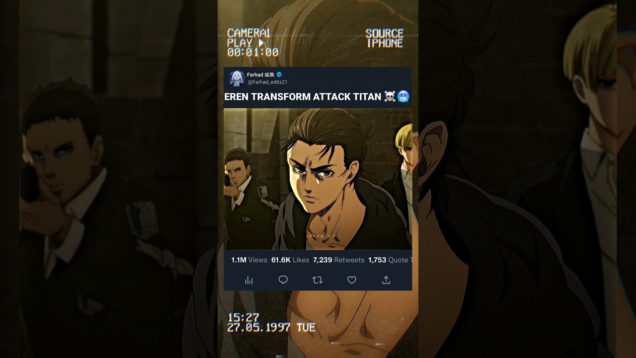 Eren Transform Attack Titan ☠️🥶 #shots #aot #erenyeager #ytshorts #eren #foryou