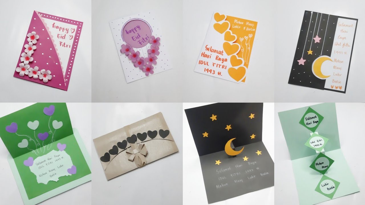 8 DIY Handmade Happy Eid Fitri 1443 H _ How To Make Easy Eid Greeting Card
