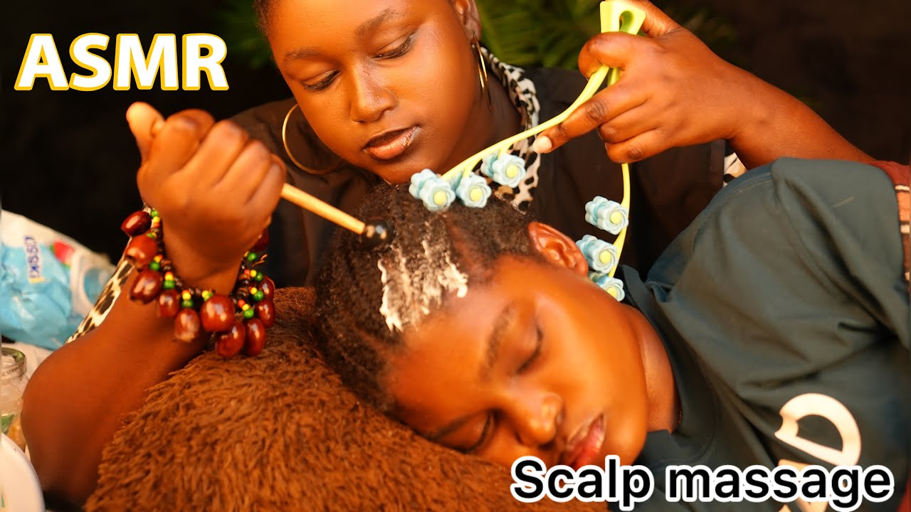 ASMR Scalp scratching,greasing,massage,ear cleaning with natural sounds for sleep and relaxation 