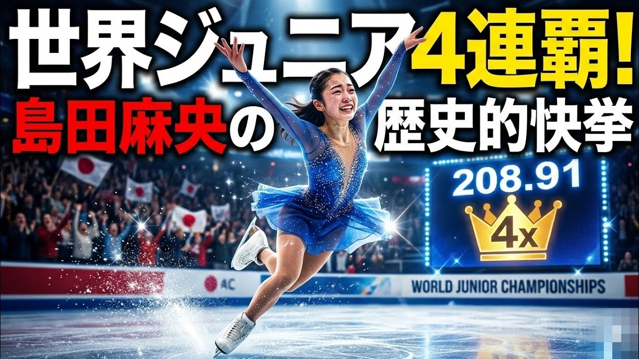 【快挙】島田麻央が世界ジュニア4連覇！トリプルアクセル成功で歴史的優勝｜世界ジュニアフィギュアスケート選手権女子フリー
