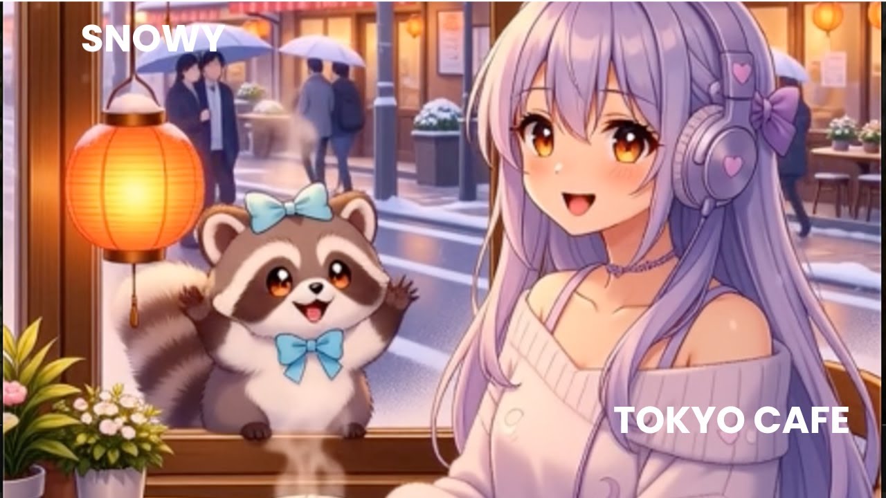 Winter Tokyo Vibes ☕ Soft Lofi Beats with Luna & Miko | 1Hour Focus Music