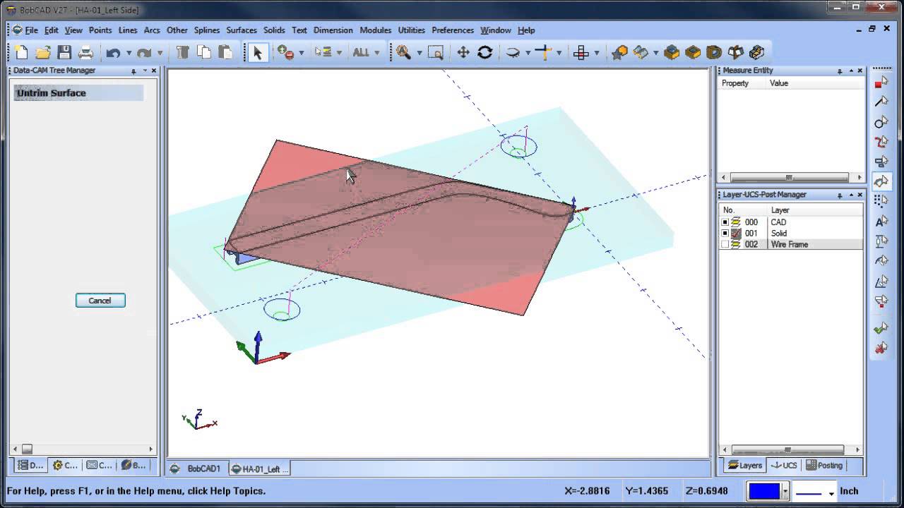 2D 3D CAD CAM Tutorial BobCAD CAM V27 Mill Standard Part 1