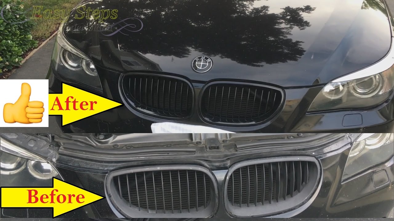 Как установить решетку радиатора на BMW 5 серии E60 | Рестайлинг BMW с глянцево-черной решеткой р...