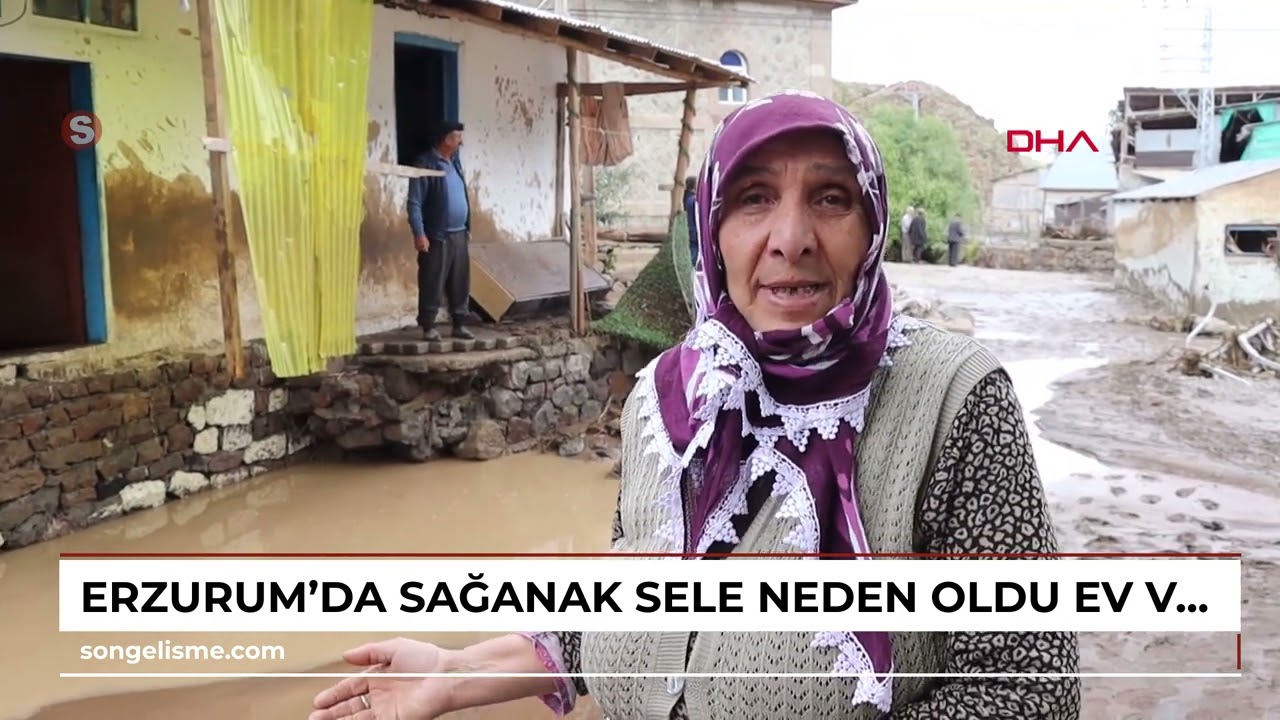ERZURUM'DA sağanak sele neden oldu, ev ve ahırları su bastı