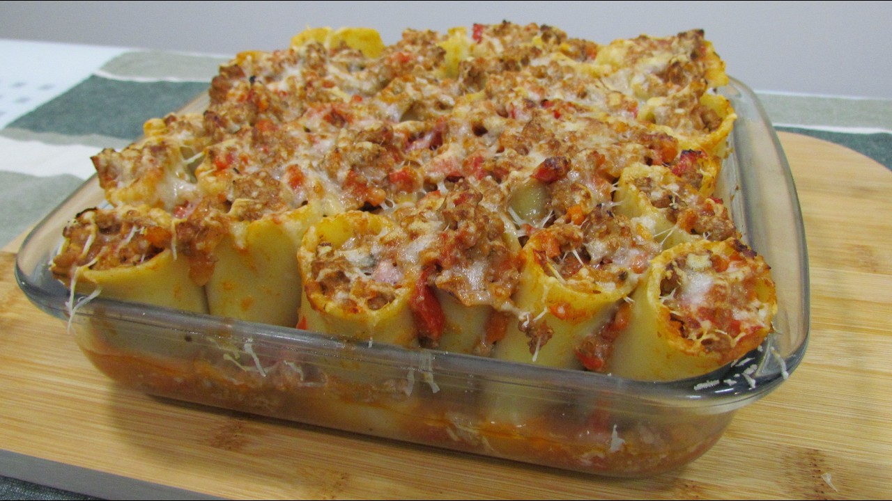 PACCHERI RELLENOS DE BOLOÑESA. RECETA FACIL